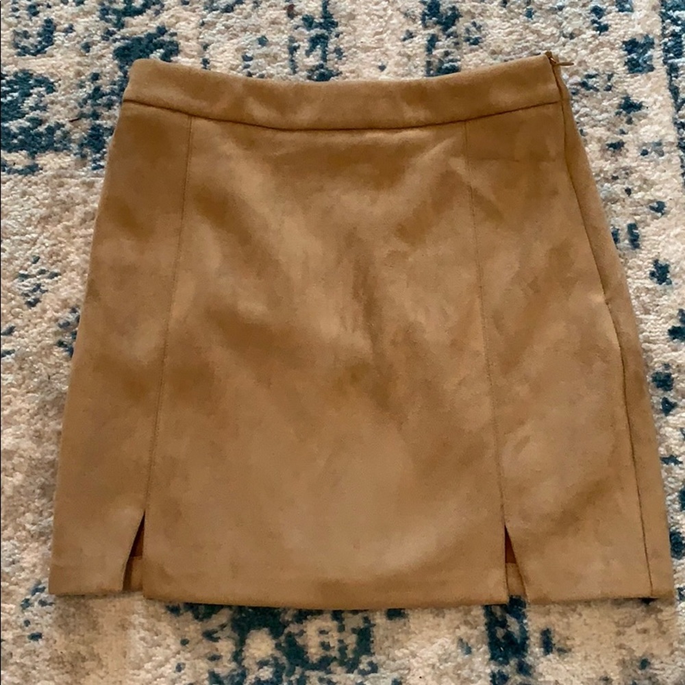 Tan suede mini skirt